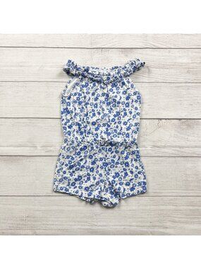 Children's Place Blue Floral Sleeveless Romper Girls 2T